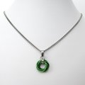 Shamrock green love knot chainmail pendant, small, simple minimalist jewelry for her