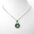 Shamrock green love knot chainmail pendant, small, simple minimalist jewelry for her