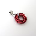 Red pendant necklace, chainmail love knot circle pendant, red chainmail jewelry