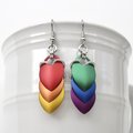 LGBTQ pride earrings, gay pride jewelry, mismatched rainbow chainmail scales earrings
