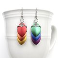 LGBTQ pride earrings, gay pride jewelry, mismatched rainbow chainmail scales earrings