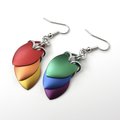 LGBTQ pride earrings, gay pride jewelry, mismatched rainbow chainmail scales earrings