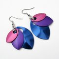 Bisexual pride earrings, bi pride chainmail scales earrings