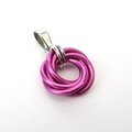 Hot pink pendant necklace, chainmail love knot, dainty pendant, circle pendant, chainmail jewelry