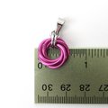 Hot pink pendant necklace, chainmail love knot, dainty pendant, circle pendant, chainmail jewelry