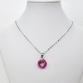 Hot pink pendant necklace, chainmail love knot, dainty pendant, circle pendant, chainmail jewelry