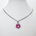 Hot pink pendant necklace, chainmail love knot, dainty pendant, circle pendant, chainmail jewelry