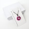 Hot pink pendant necklace, chainmail love knot, dainty pendant, circle pendant, chainmail jewelry