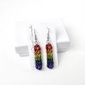 LGBTQ pride earrings, rainbow chainmail gay pride jewelry, Full Persian chainmail weave
