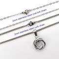 Silver Love Knot chainmail pendant necklace, circle pendant