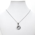 Silver Love Knot chainmail pendant necklace, circle pendant
