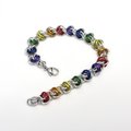 Gay pride bracelet, LGBT chainmaille bracelet, rainbow jewelry, barrel weave chainmaille