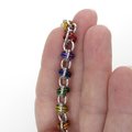 Gay pride bracelet, LGBT chainmaille bracelet, rainbow jewelry, barrel weave chainmaille