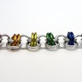 Gay pride bracelet, LGBT chainmaille bracelet, rainbow jewelry, barrel weave chainmaille
