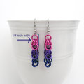 Bi pride chainmaille shaggy loops earrings, bisexual pride jewelry