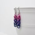 Bi pride chainmaille shaggy loops earrings, bisexual pride jewelry