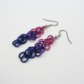 Bi pride chainmaille shaggy loops earrings, bisexual pride jewelry