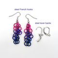 Bi pride chainmaille shaggy loops earrings, bisexual pride jewelry