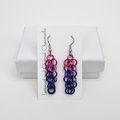 Bi pride chainmaille shaggy loops earrings, bisexual pride jewelry