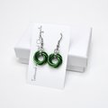 Shamrock green earrings, chainmaille love knot jewelry, minimalist style