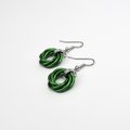 Shamrock green earrings, chainmaille love knot jewelry, minimalist style