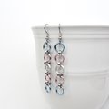 Trans pride flag earrings, simple LGBTQ chainmail jewelry