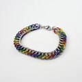 Gay pride chainmaille bracelet, rainbow jewelry, LGBT jewelry, Half Persian 4 in 1 chainmaille