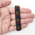 Stretchy chainmail bracelet, rainbow gay pride jewelry, Euro 6 in 1 weave