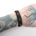 Stretchy chainmail bracelet, rainbow gay pride jewelry, Euro 6 in 1 weave