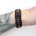 Stretchy chainmail bracelet, rainbow gay pride jewelry, Euro 6 in 1 weave