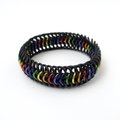 Stretchy chainmail bracelet, rainbow gay pride jewelry, Euro 6 in 1 weave
