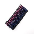 Bisexual pride bracelet, stretchy chainmail cuff bracelet, pink purple blue, European 4 in 1 weave bi pride jewelry