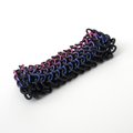Bisexual pride bracelet, stretchy chainmail cuff bracelet, pink purple blue, European 4 in 1 weave bi pride jewelry