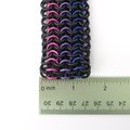 Bisexual pride bracelet, stretchy chainmail cuff bracelet, pink purple blue, European 4 in 1 weave bi pride jewelry