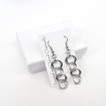 Silver aluminum chain dangle earrings, simple chainmail for everyday wear
