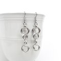 Silver aluminum chain dangle earrings, simple chainmail for everyday wear