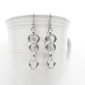 Silver aluminum chain dangle earrings, simple chainmail for everyday wear