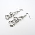 Silver aluminum chain dangle earrings, simple chainmail for everyday wear