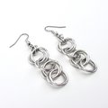 Silver aluminum chain dangle earrings, simple chainmail for everyday wear