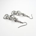 Silver aluminum chain dangle earrings, simple chainmail for everyday wear