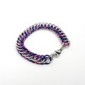 Bisexual pride bracelet, chainmaille half Persian 4 in 1 weave,  pink purple blue