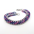 Bisexual pride bracelet, chainmaille half Persian 4 in 1 weave,  pink purple blue