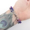 Bisexual pride bracelet, chainmaille half Persian 4 in 1 weave,  pink purple blue