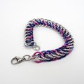 Bisexual pride bracelet, chainmaille half Persian 4 in 1 weave,  pink purple blue