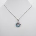 Transgender pride pendant necklace, chainmail love knot, trans pride jewelry, pink white blue