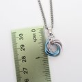 Transgender pride pendant necklace, chainmail love knot, trans pride jewelry, pink white blue