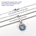 Transgender pride pendant necklace, chainmail love knot, trans pride jewelry, pink white blue