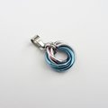Transgender pride pendant necklace, chainmail love knot, trans pride jewelry, pink white blue