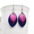Handmade Bi Pride Earrings – Anodized Aluminum Chainmail Scales Jewelry