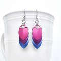 Bisexual pride earrings, handmade bi pride flag jewelry, lightweight chainmail scales; pink purple blue
